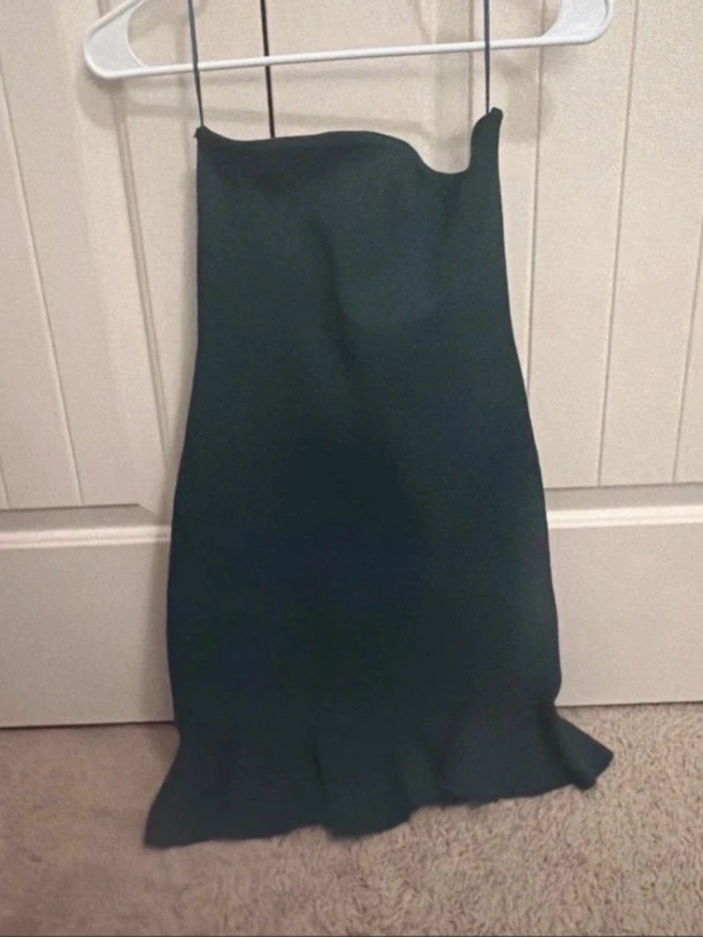 Strapless Midi Dress in Dark Green